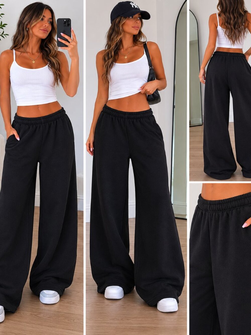 Edikted Wide Leg Sweatpants in Black